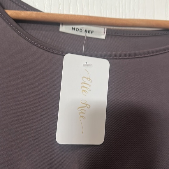 Mod Ref Sz S short sleeve, side Hilow slit side hem maxi lilac/gray NWT - Picture 5 of 6